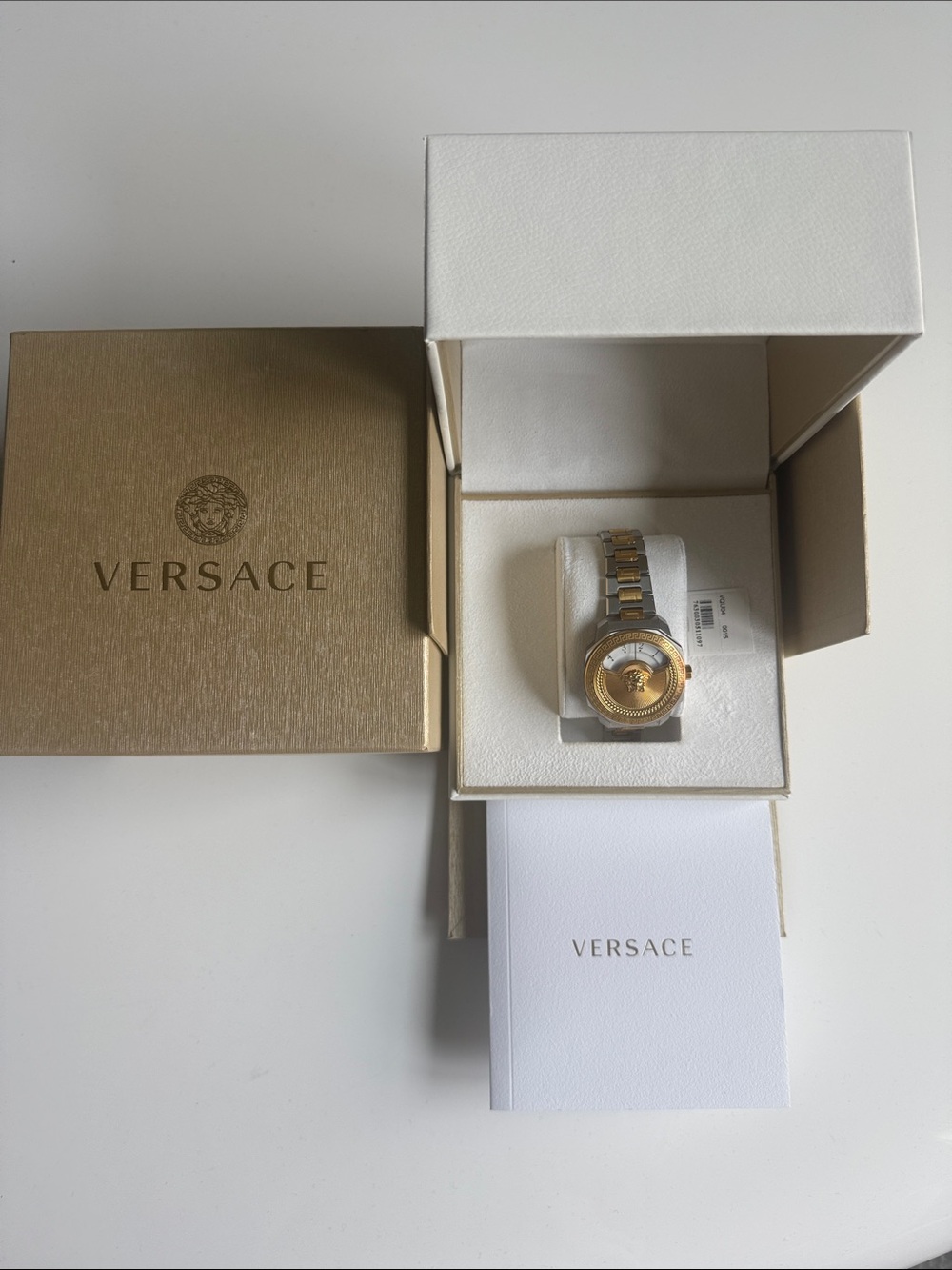 Versace Men and Women Unisex Two-Tone Gold and Silver Bracelet Watch